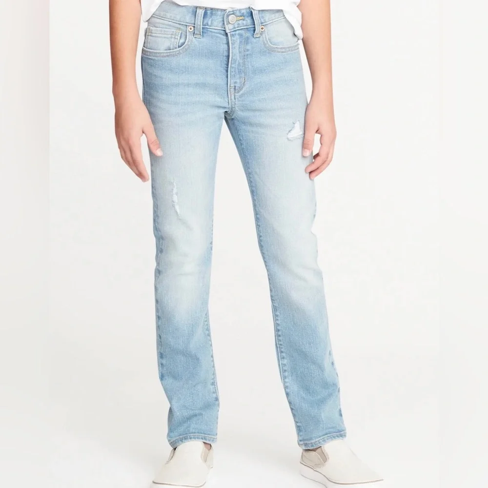 OLD NAVY ~ Distressed Light Wash Skinny Jeans ~ Built-in Flex ~ Boy’s Size 12